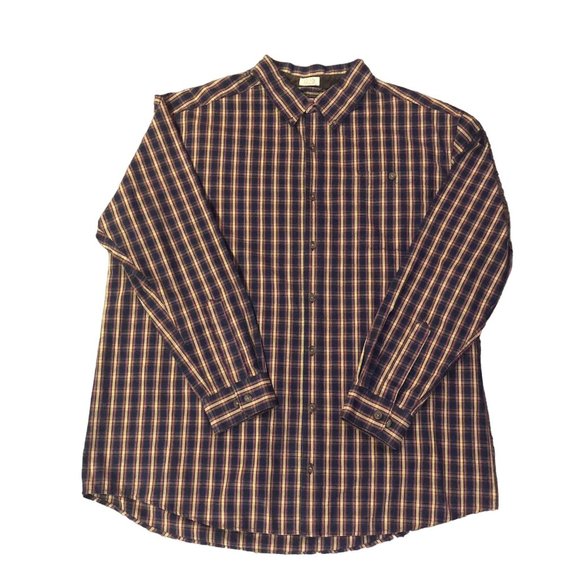 CE Schmidt Workwear Shirt Mens 2XLT Tall Used Navy Brown Tan Plaid - Picture 6 of 14